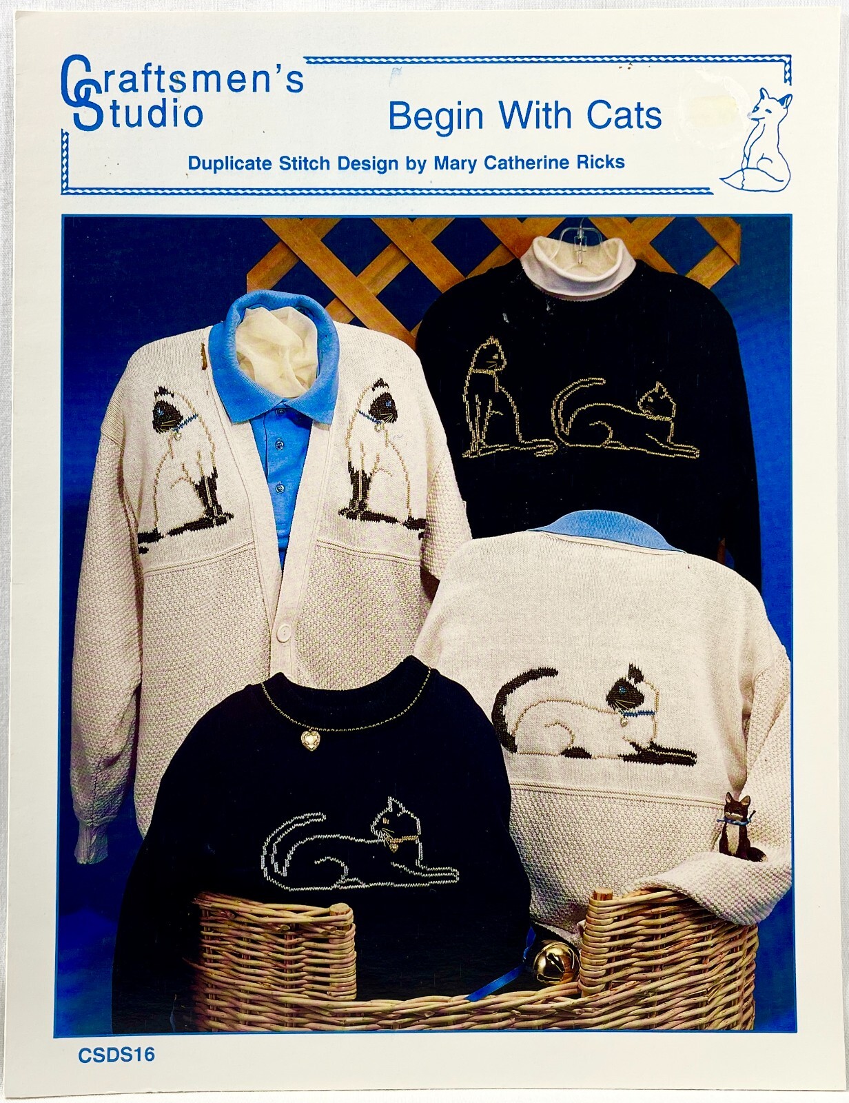 1992 Craftsmens Studio Begin With Cats CSDS 16 Duplicate Stitch Pattern 13784