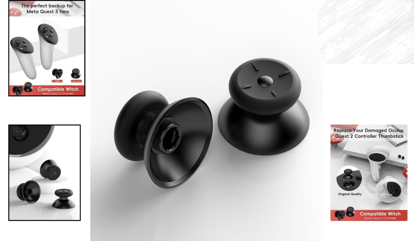 Complete 2-Pack Thumbstick Replacement Set for Oculus Quest 2 and 3 Controllers