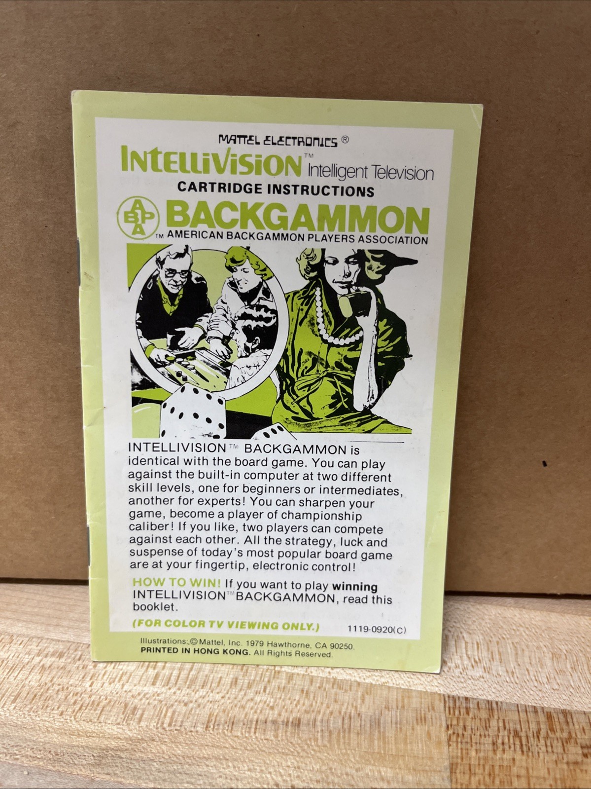 Mattel Intellivision Backgammon Instructions Manual Only 1979. EX Box 236