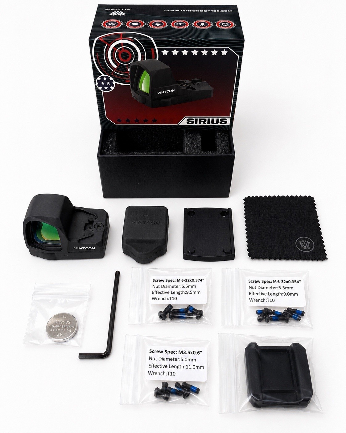 VINTCON Sirius 1x24 Green Dot Reflex Sight 3 MOA RMR Footprint Shake Awake NEW