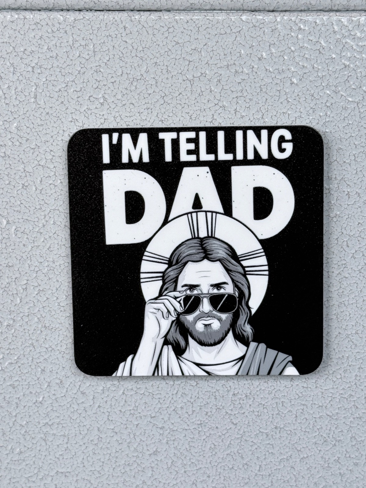 FUNNY JESUS I''M TELLING DAD MEME Fridge Magnet 2 1/4" x 2 1/4"