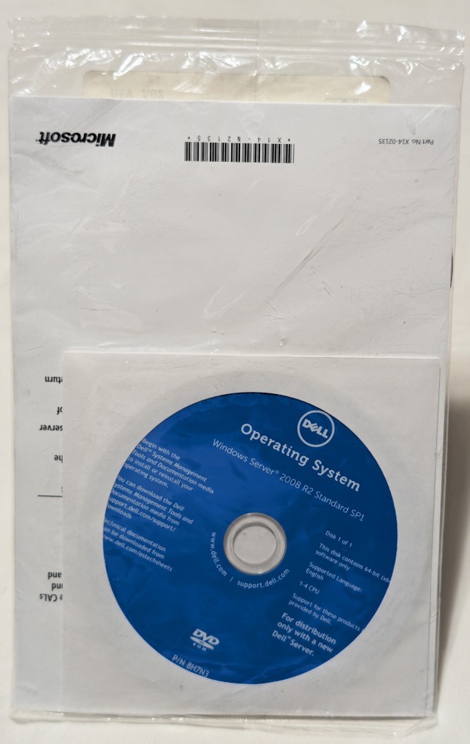 Dell Microsoft Windows Server 2008 R2 Std SP1 Install DVD 8H7N3 010C4W - SEALED