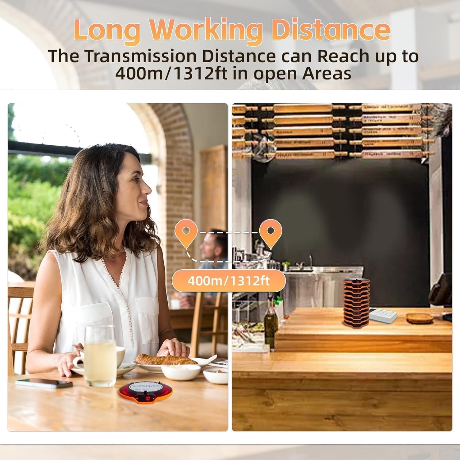 Durable Rechargeable Restaurant Paging System with 16 Buzzers and Charging Bases