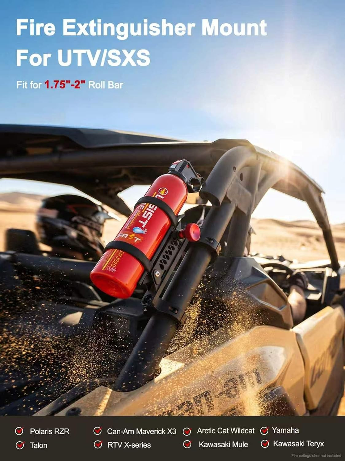2PCS Quick Release UTV Fire Extinguisher Mount Kits | Adjustable SXS Fire Exting