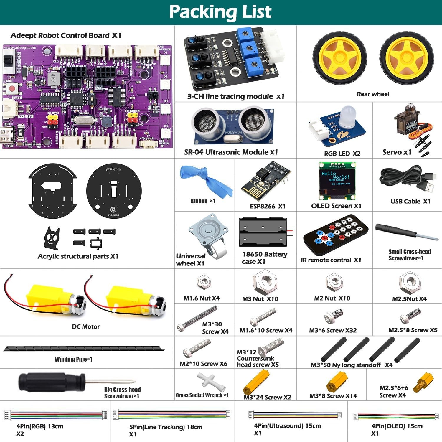 Smart Car Kit(Compatible with Arduino IDE), Line Tracking, Obstacle Avoidance