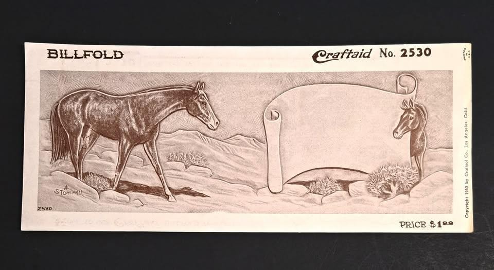 Vintage Craftaid Horses And Banner Billfold Plastic Leather Template No. 2530