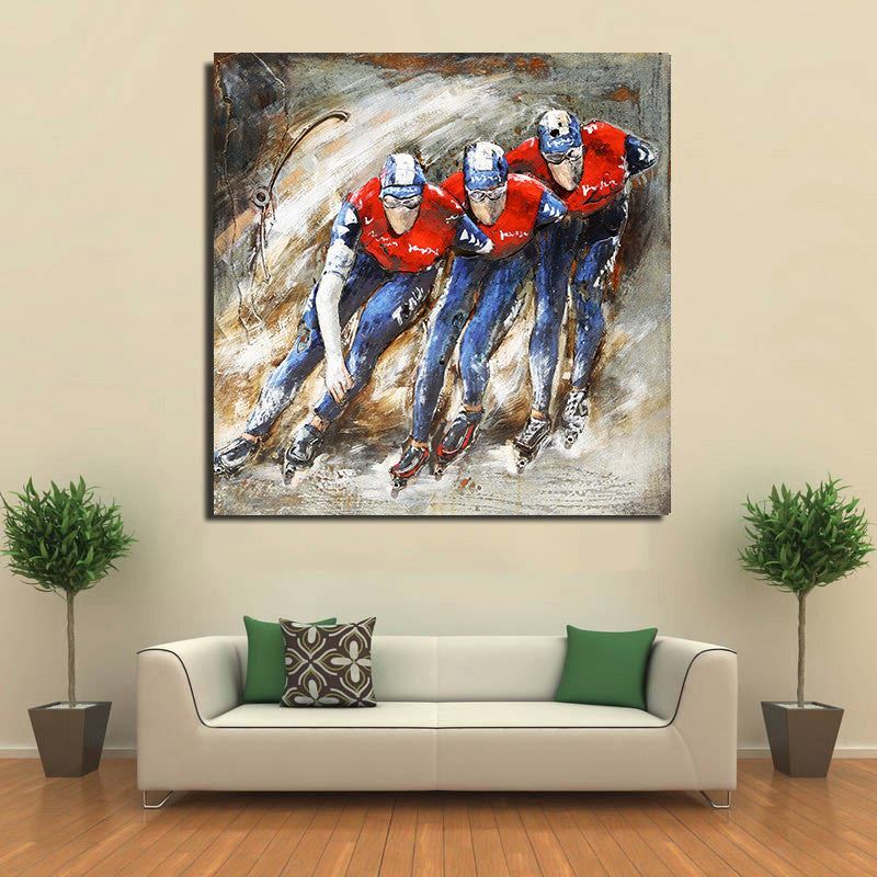 Roller Skaters Skating Rollerblading Olympic Team 3D Wall Art Metal Painting
