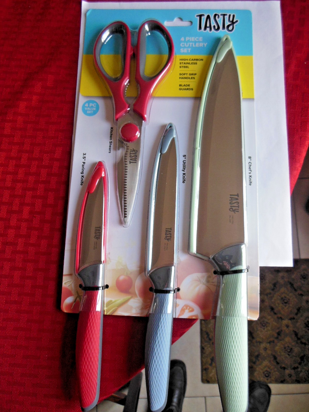 TASTY - 4pc. High Carbon Steel * Shears & Knives With Sheaths* Free Shipping