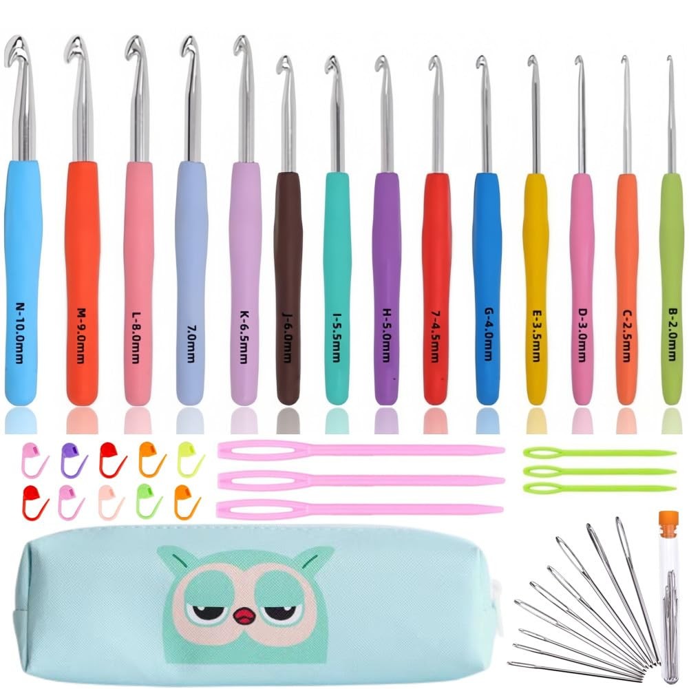 Crochet Hook Set,14 Sizes Crochet Hooks for Arthritic Hands,Crochet Hooks Ergono