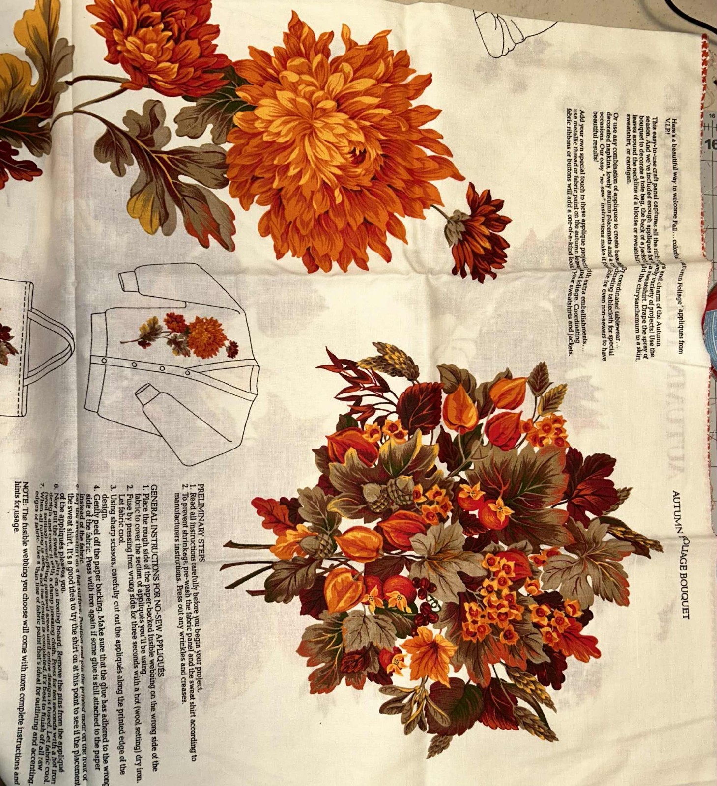 VINTAGE AUTUMN FOLIAGE APPLIQUE PATTERN UNCUT INCUDING INSTRUCTIONS