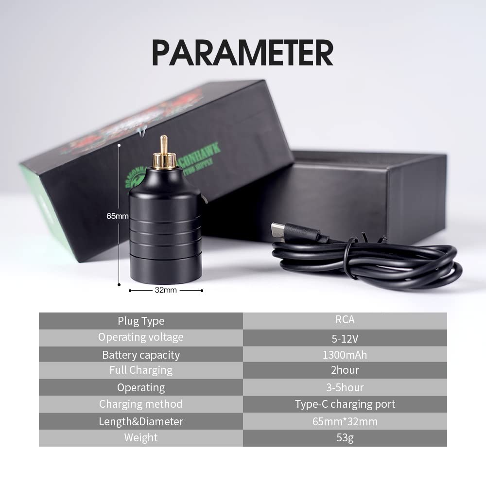 Dragonhawk Tattoo Kit Wireless Beginner Gun Machine Atom M1-Wireless