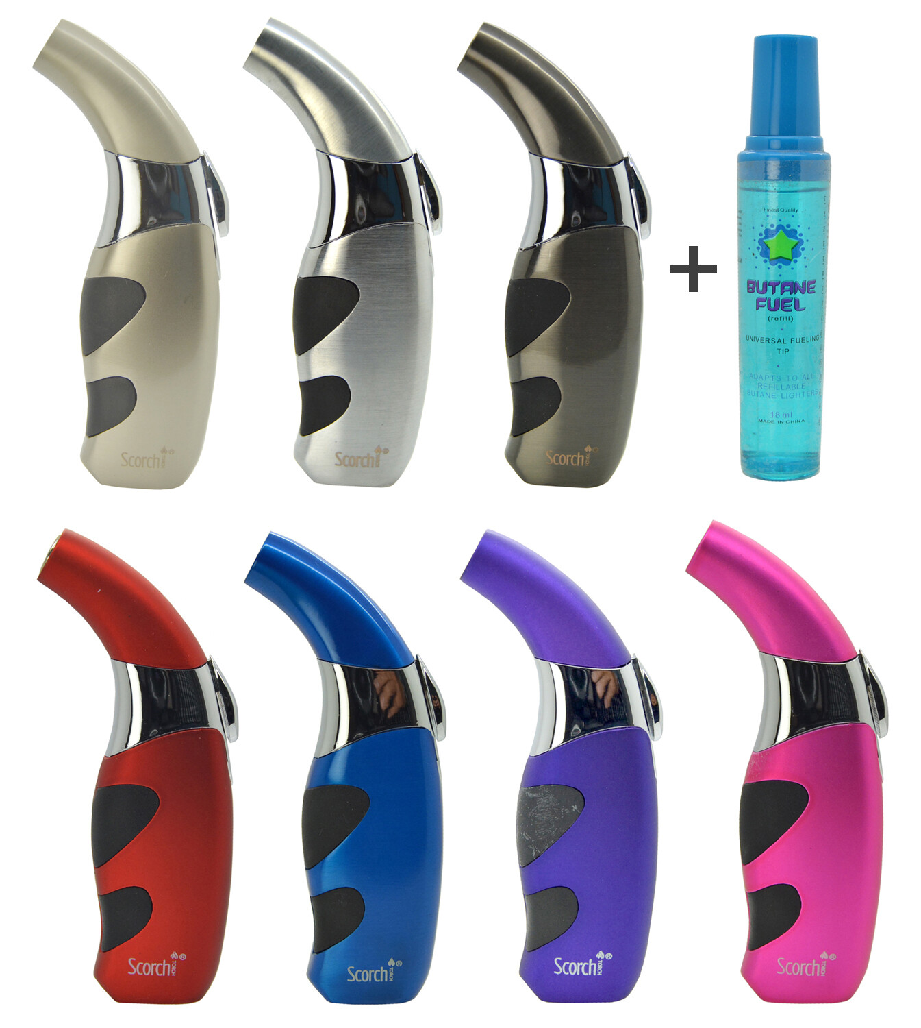 Scorch Torch Butane Stainless Steel Refillable One Lighter & One Butane Fuel