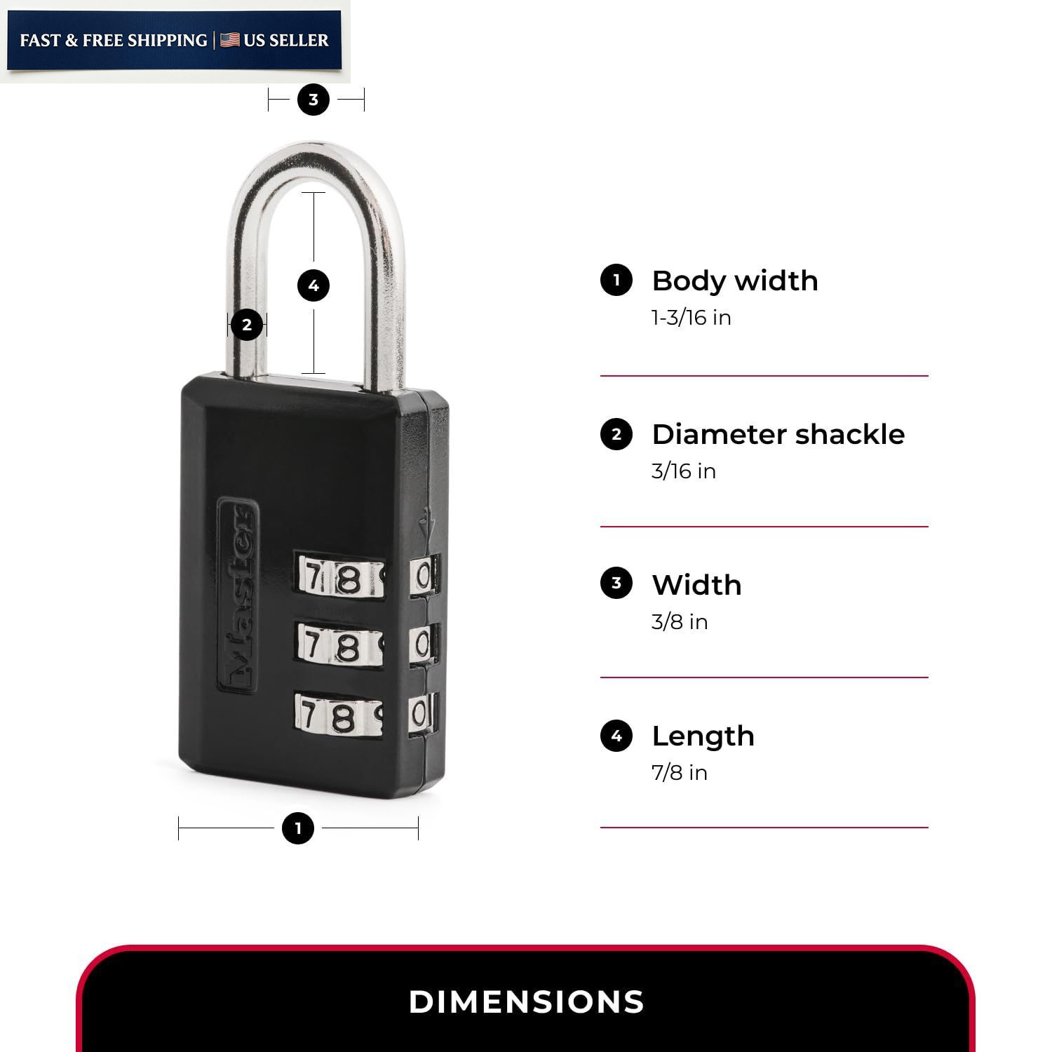 Master Lock Black Combination Padlock, Indoor Gym Locker 1 Pack,