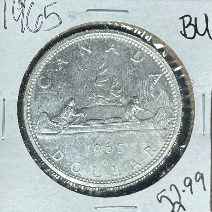1965 CANADA SILVER DOLLAR~BU ~NICE COIN~80%SILVER