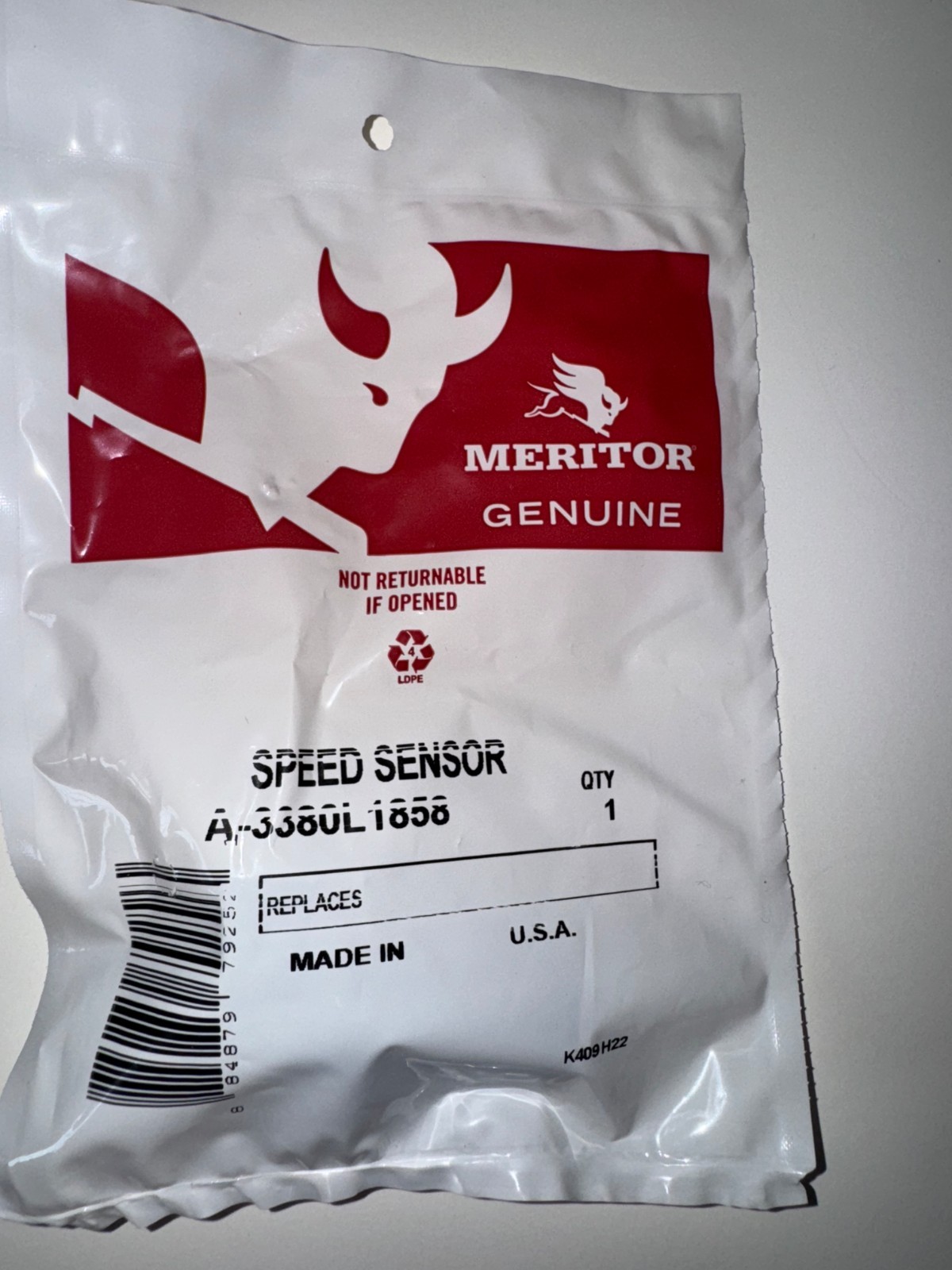 A-3380L1858 Meritor Speed Sensor, new