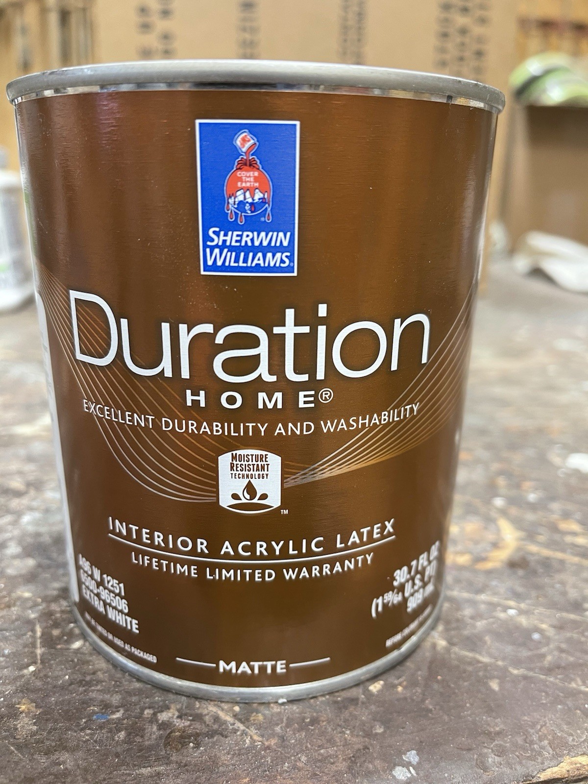 1 Quart Sherwin Williams Duration Interior Matte Paint/ Toasted Almond Tan