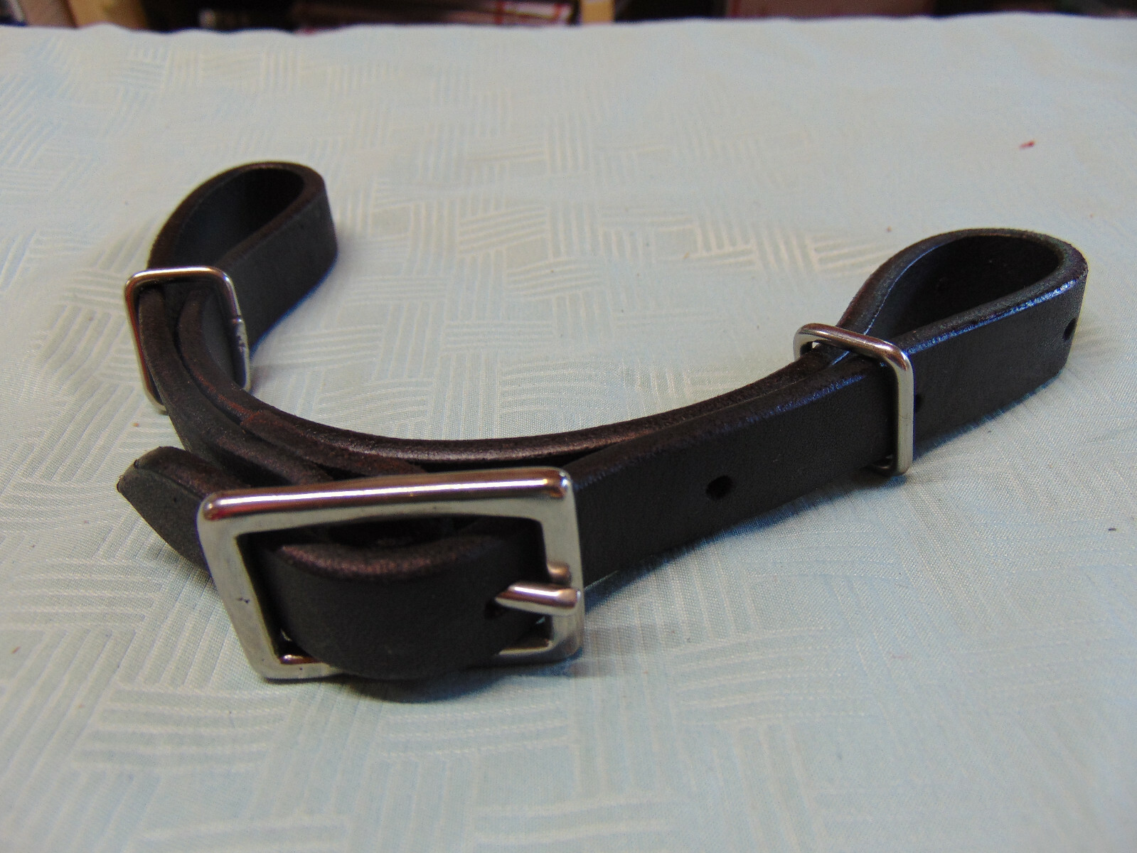Adjustable Leather Chin CURB STRAP OILED BLACK or BROWN BURGUNDY LIGHT RAWHIDE