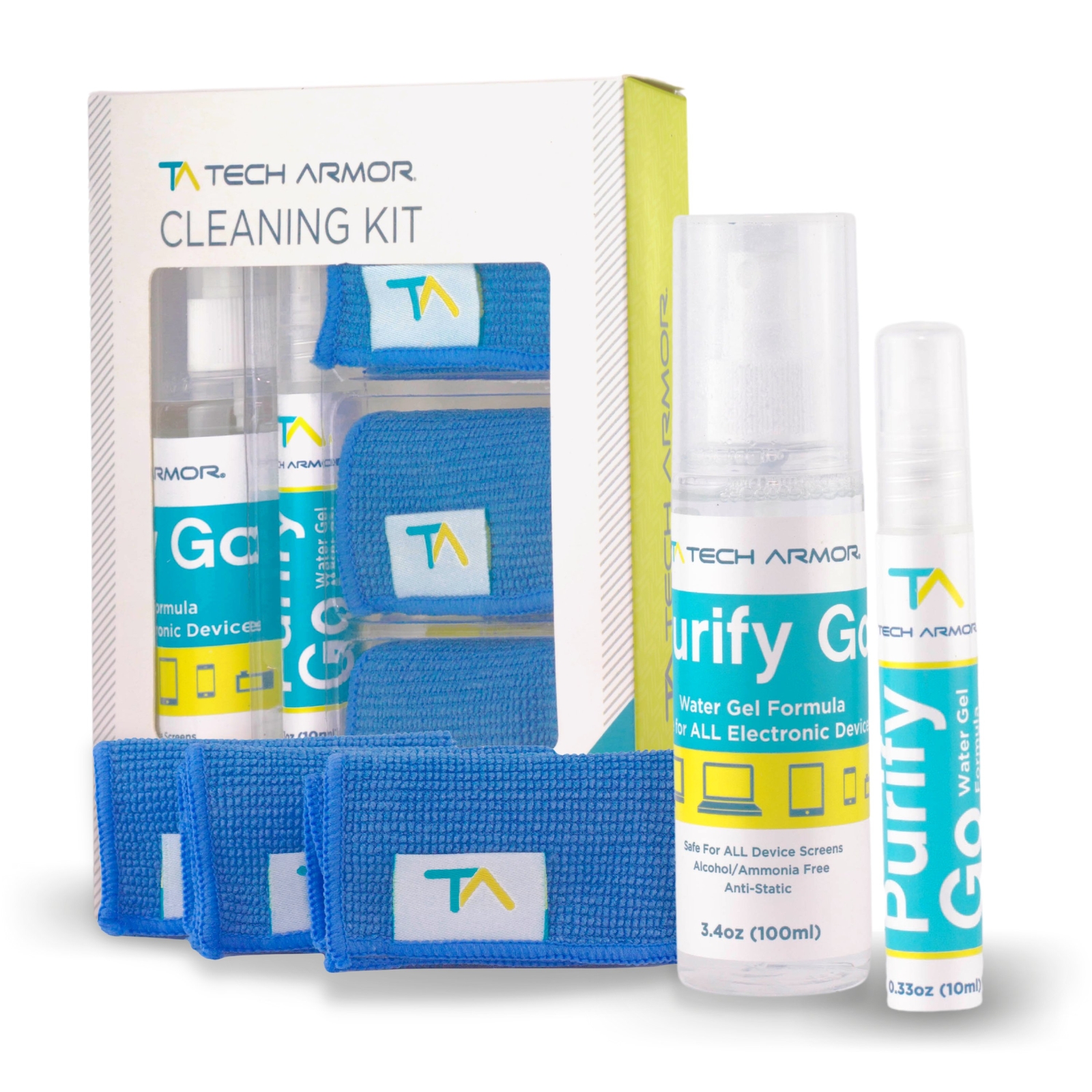 Tech Armor Screen Cleaner Kit –[3.4oz +0.8oz] – Screen Cleaner Spray + 3 Cloths