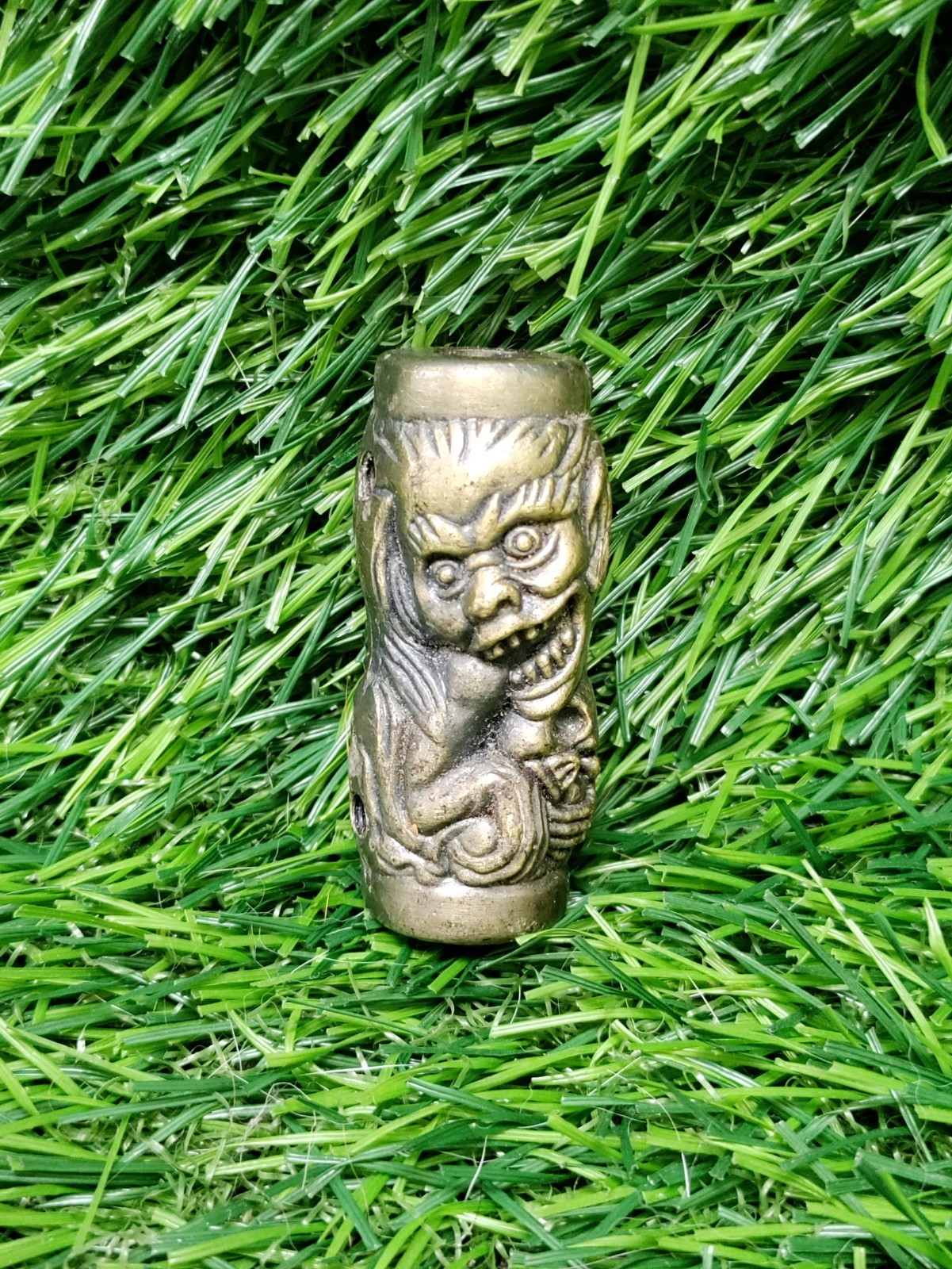 Mayan Style 3/4" Tattoo Grips Skulls And Goblins Made of Brass