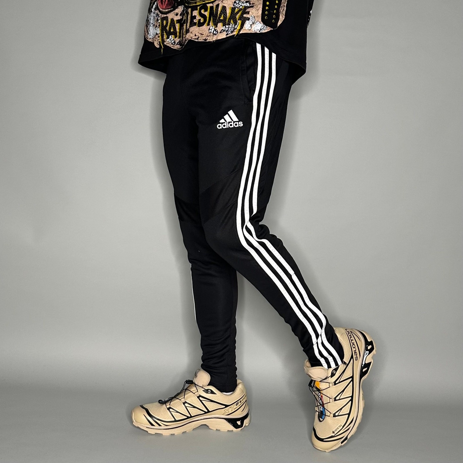 Adidas Sweatpants Mens S Slim Fit Black White 3 Stripes Soccer Polyester Joggers
