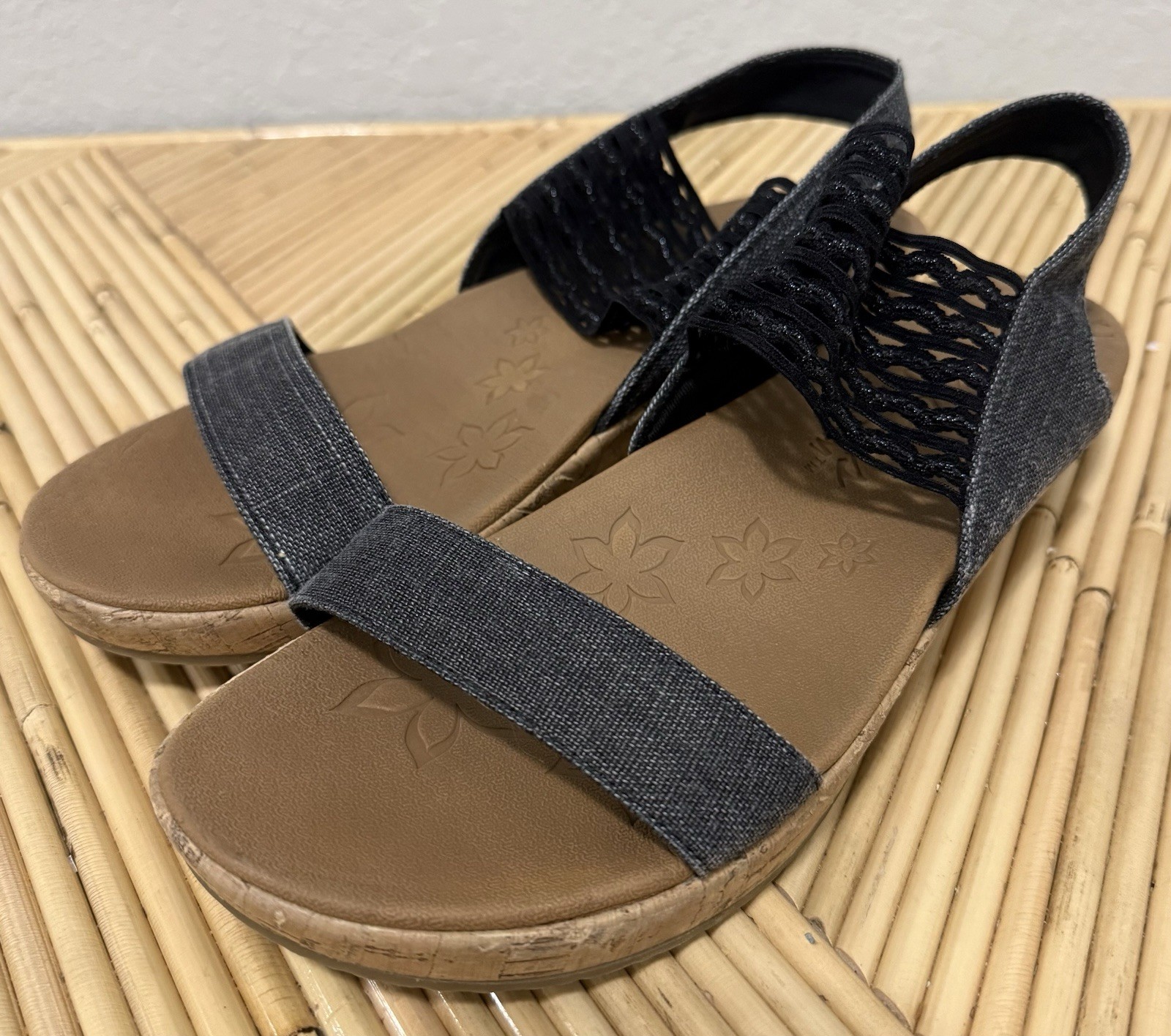 Skechers Brie Most Wanted Wedge Sandal Gray/Black 119013 Woman Size 7