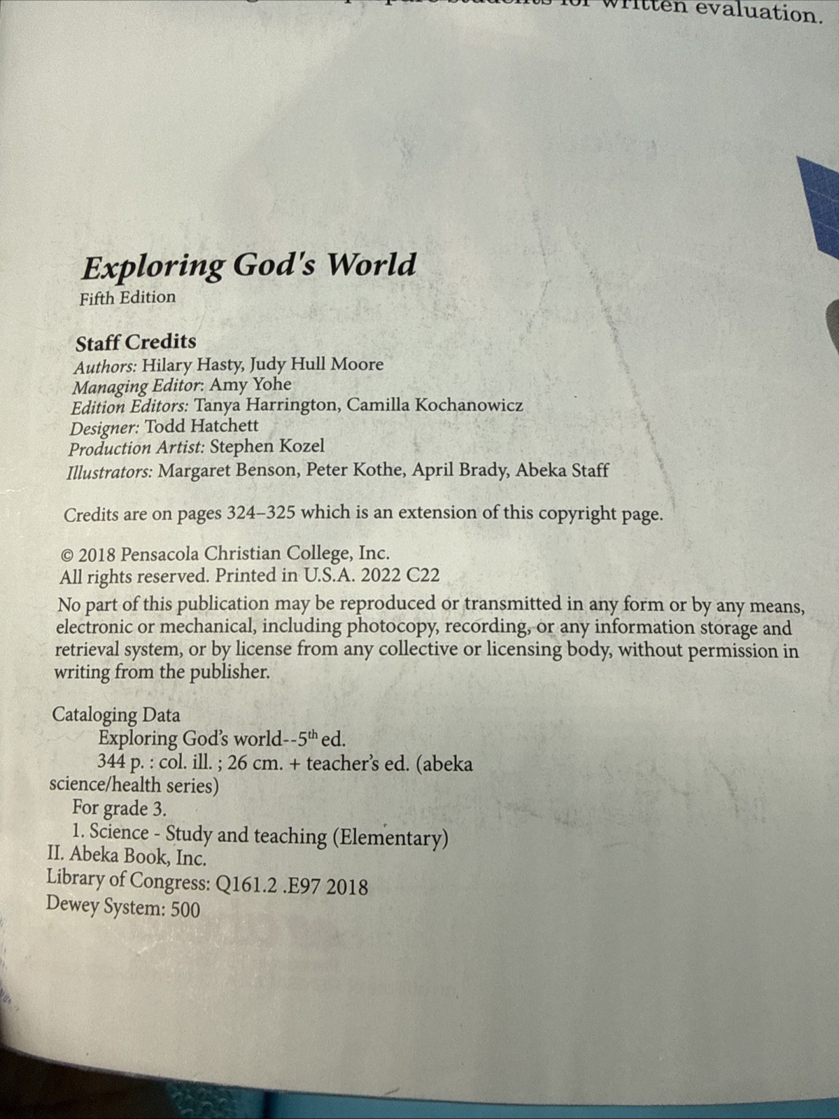 Abeka Exploring God’s World (5th Edition) Student Science WorkText 3rd Grade