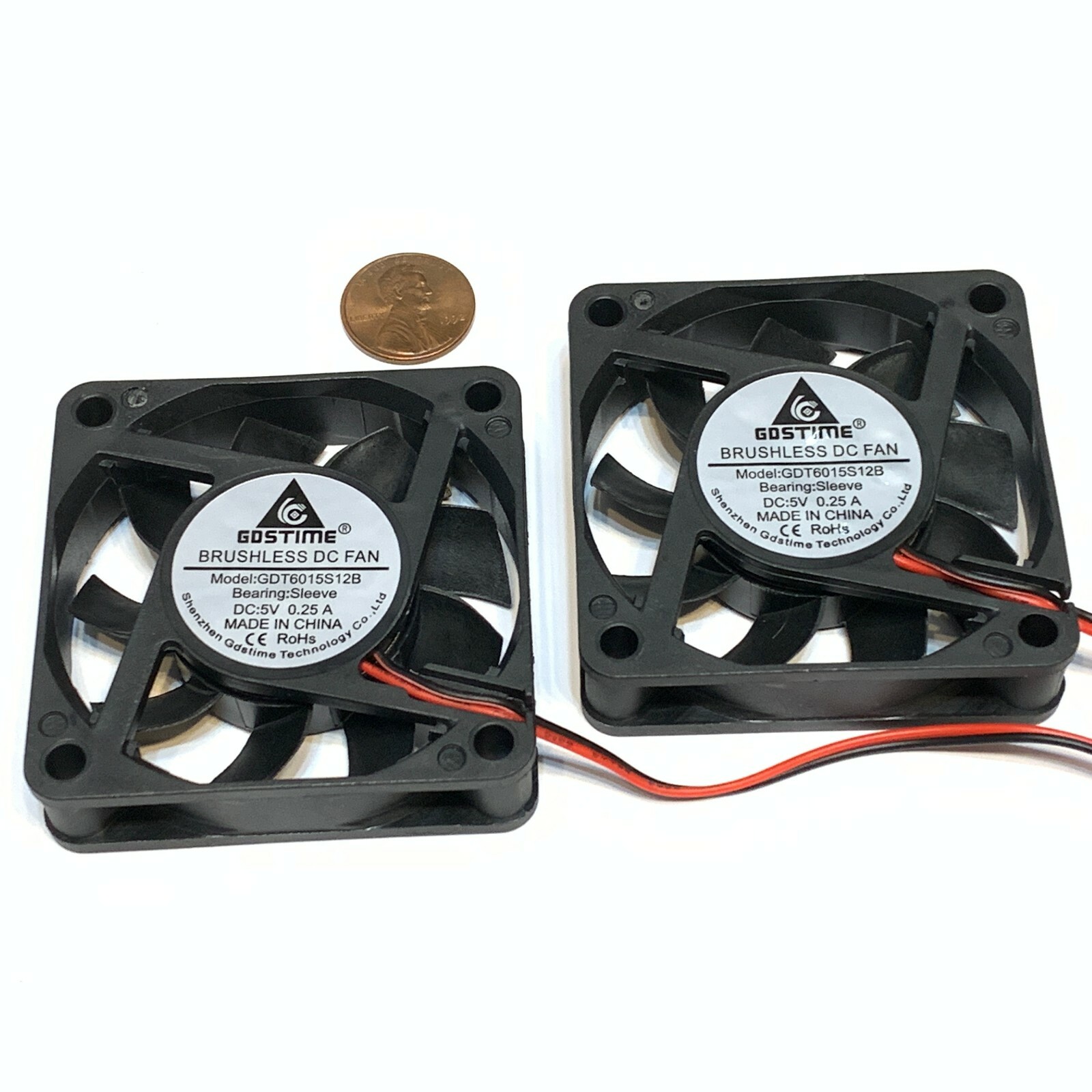 2 Piece DC Brushless Cooling Fan 5V 60mm x 15mm 2Pin Computer Heatsink 6015 A45