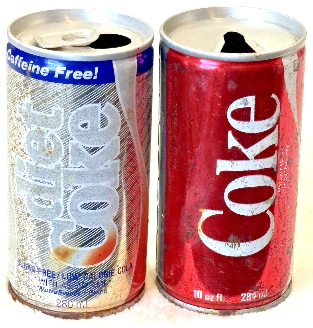 1970 Coca-Cola-Sugar/Caffeine Free-10 oz & 280 ml-Toronto,CA-Steel Soda (2) Cans