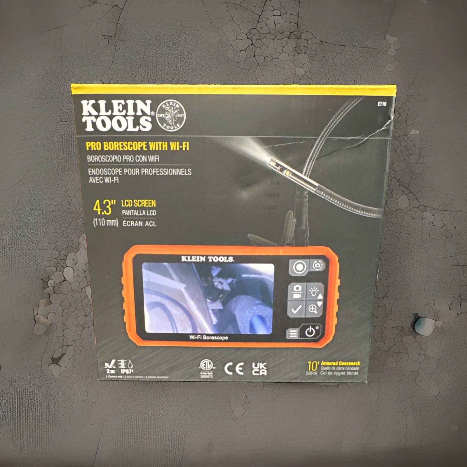 Klein Tools ET19 Digital Inspection Camera Wi-Fi 4.3" LCD 10' 5.5mm 1080p