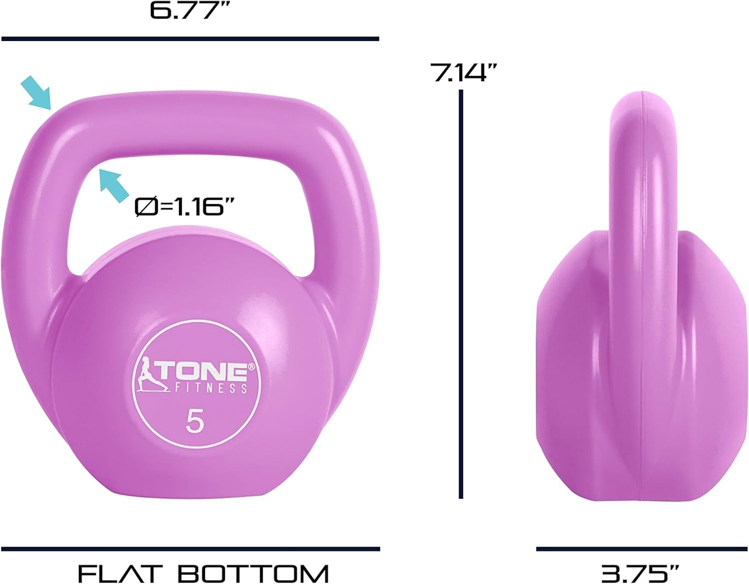 Versatile 5 lb Kettlebell - Cement Filled Pink Weight for Full-Body Workouts