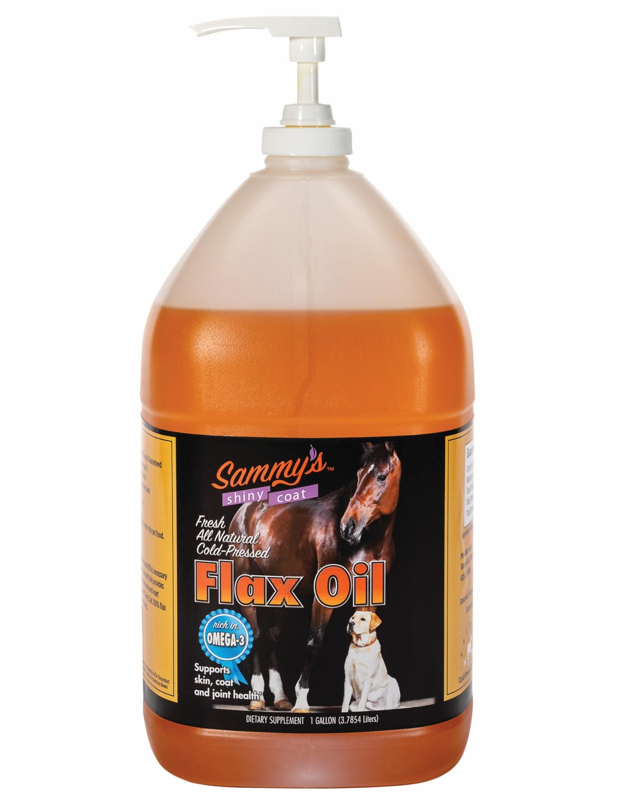 Sammys Shiny Coat Flax Oil for Horses, Pure Flaxseed Oil for Horse, Rich in O...