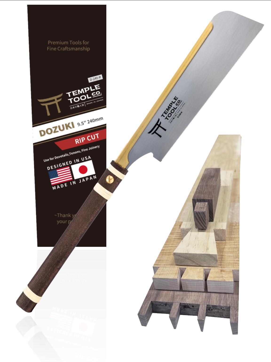 Temple Tool Tenon Saw 9.5in Rip Cut Japanese Steel Tsubame Sanjo Japan