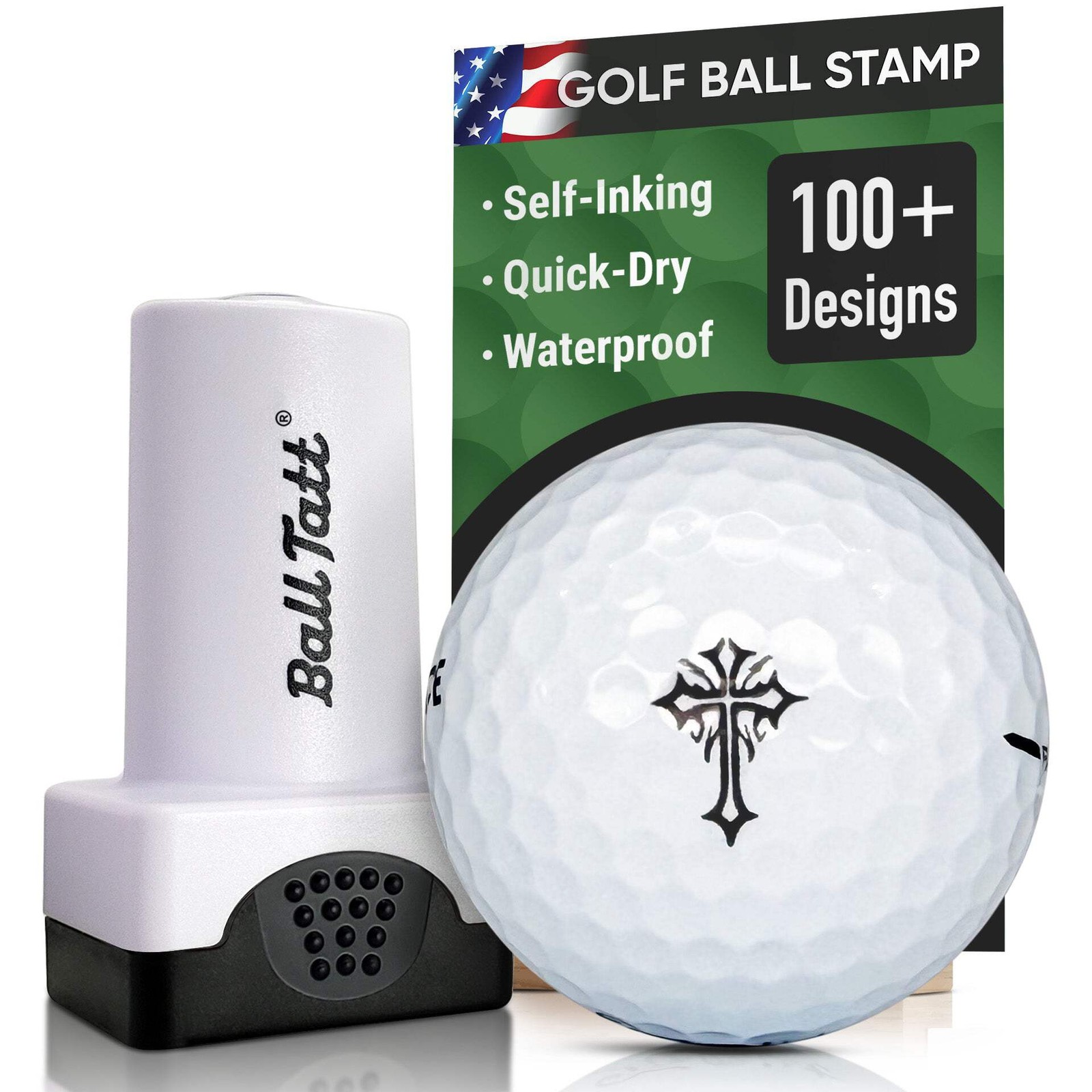 Ball Tatt - Tribal Cross Golf Ball Stamp Marker Quick-Dry Self-Inking Stamper