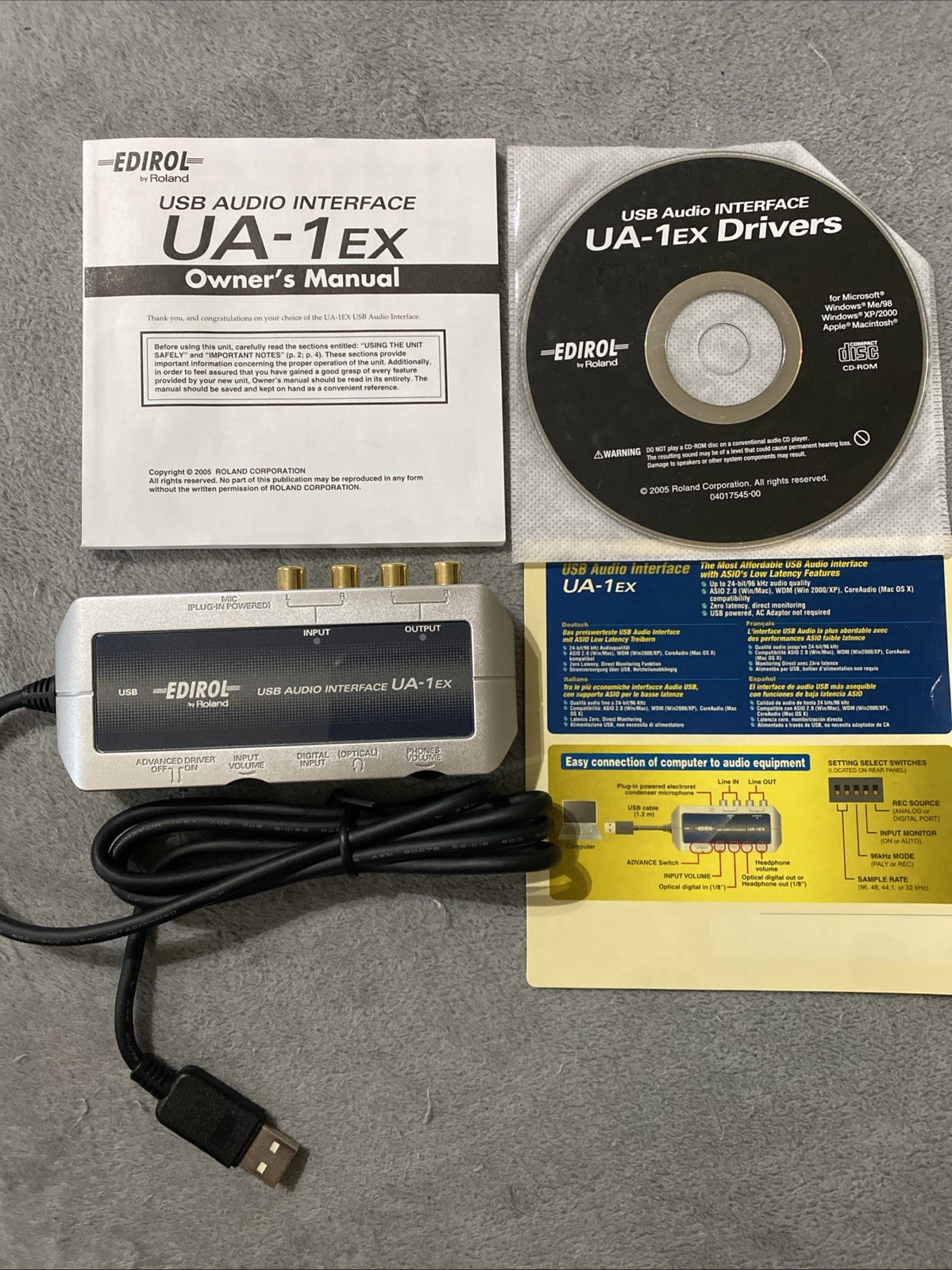 EDIROL By Roland UA-1EX USB Audio Interface ASIO Low Latency Mac/PC
