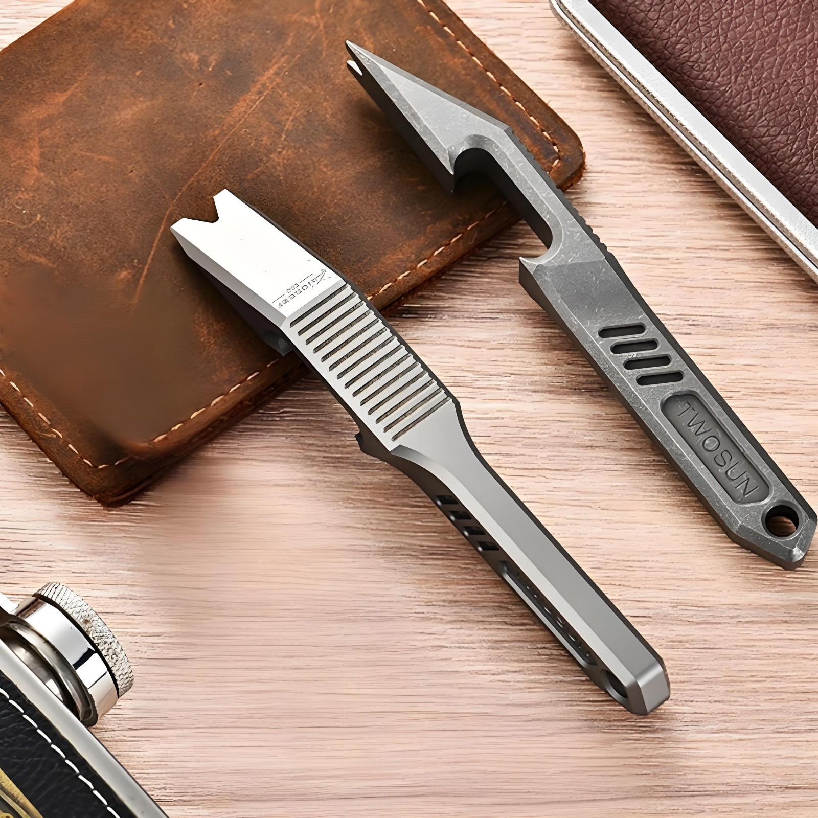 Titanium Alloy EDC Pry Bar Multi Tool Bottle Opener Outdoor Pocket Gear Portable