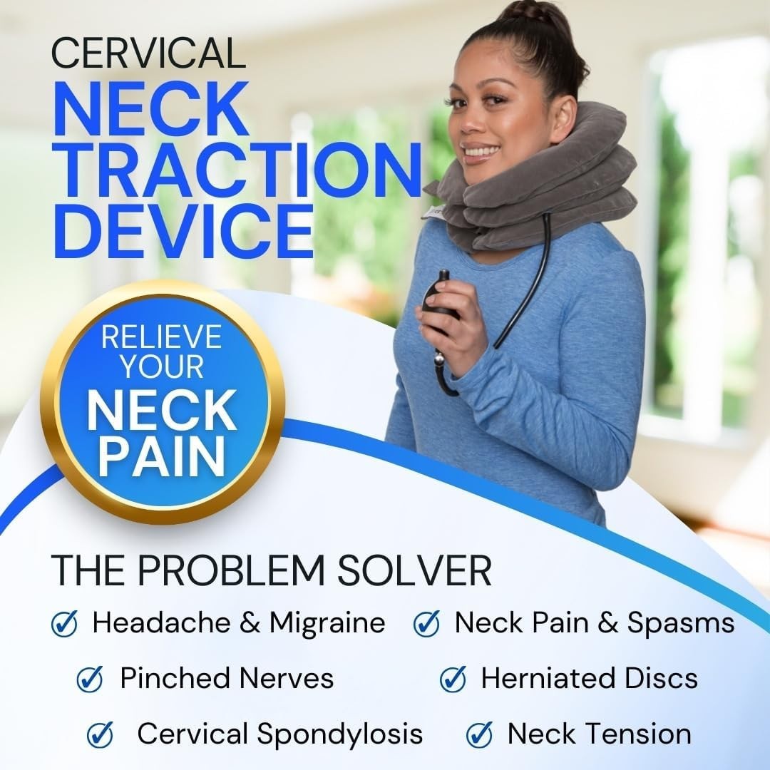 Soft Velour Neck Stretcher - Adjustable Cervical Traction for Posture Correction