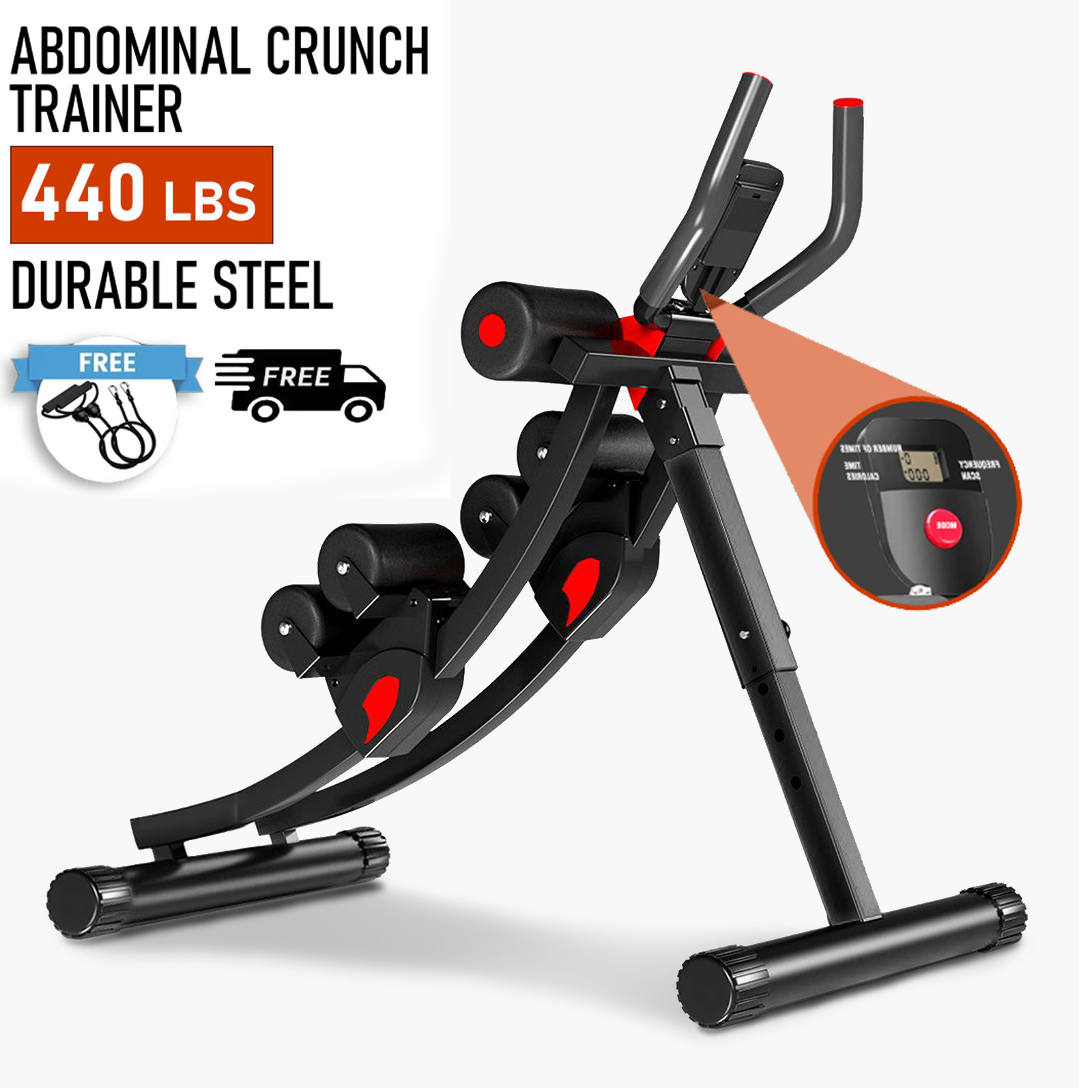 Foldable Ab Machine, Ab Workout Equipment Abdominal Trainer Fitness LCD Monitor