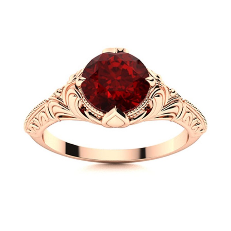 Natural Garnet 925 Silver Statement Solitaire Artisan Ring Jewelry