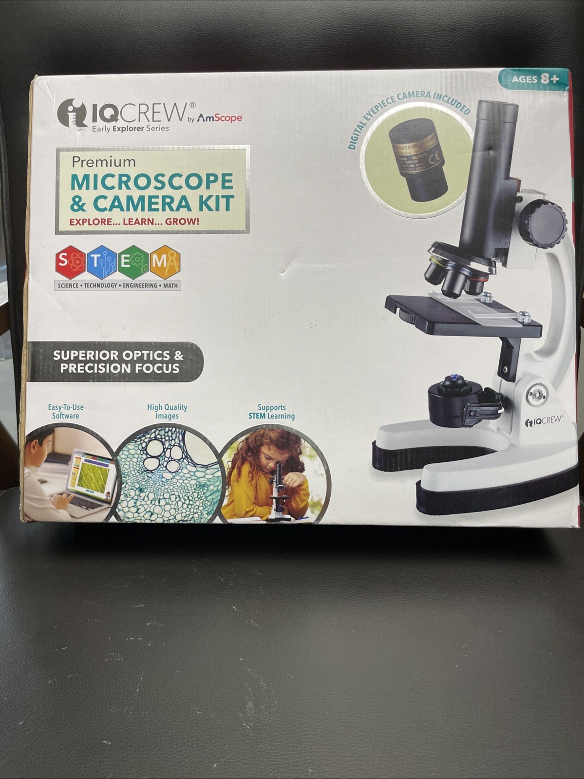 IQCREW Amscope 120X-1200X Kid's 85+ Piece Microscope Kit + Camera + Software