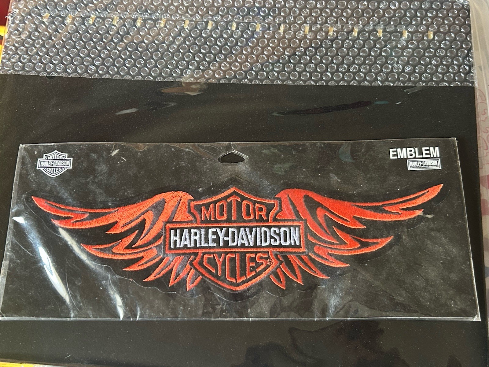 Harley Davidson Orange Bar & Shield Wings Emblem Large Sew On Patch Motorcycle