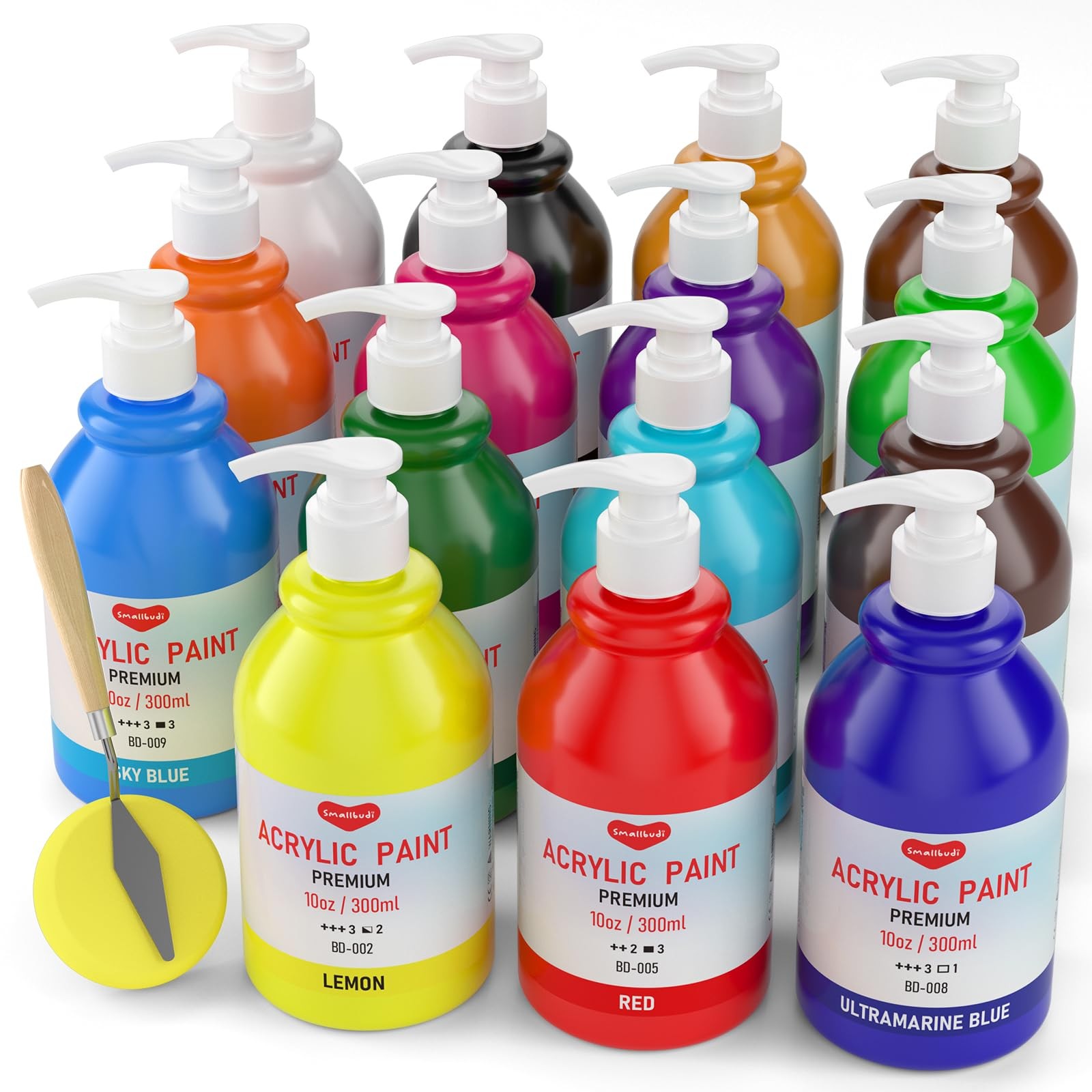 15 Colors Large Bulk Acrylic Paint Set (10 oz,300 ml) Art Painting Supplies f...