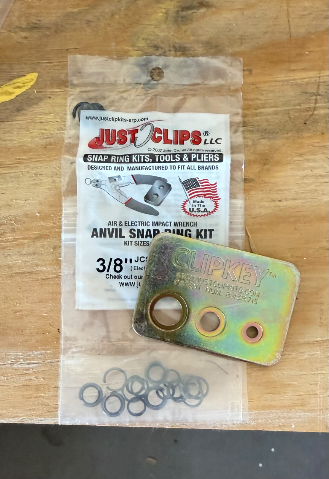 Just Clips 10 pack 3/8" Snap rings with ClipKey - FREE SHIPPING