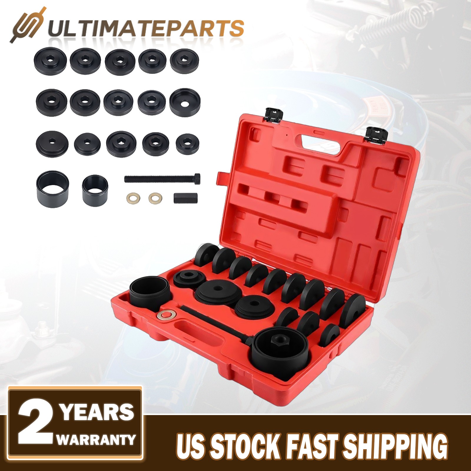 23 pcs Front Wheel Drive Bearing Removal Press Adapter Puller Pulley Tool Kit