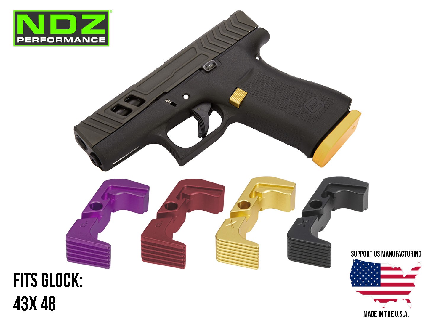 NDZ Magazine Release for Glock 43X & 48 9mm Aluminum AMBI - Choose Color