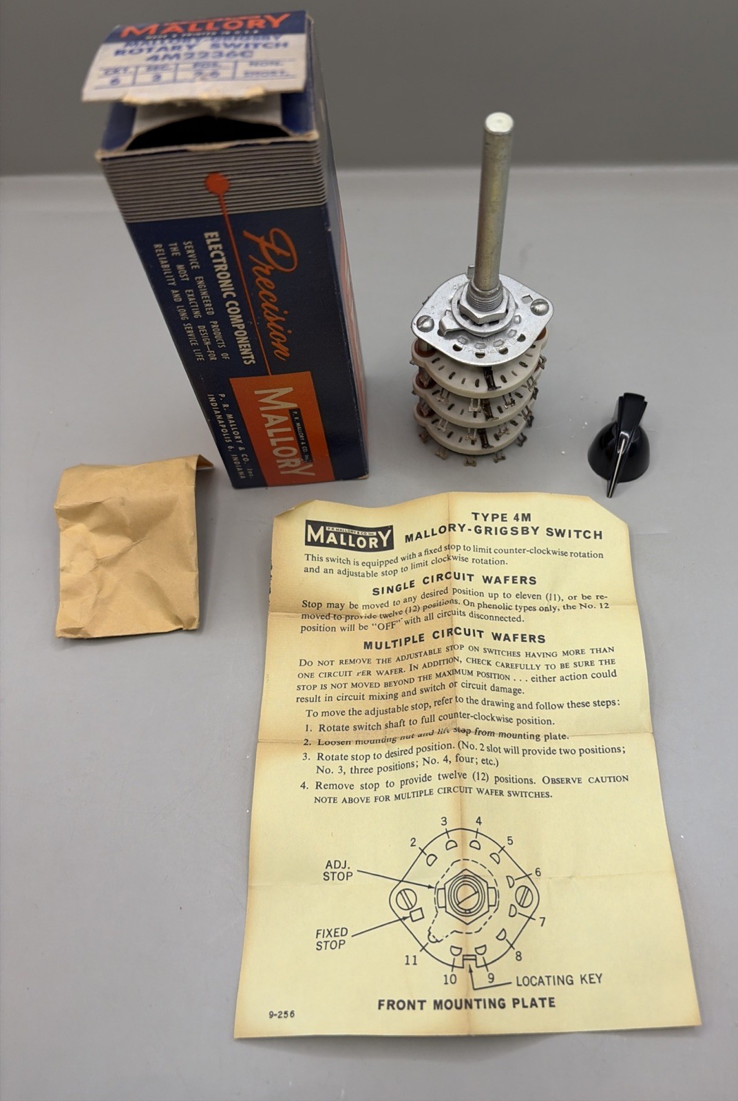 Mallory 4M2236C 6 CKT 3 Sec position 2-6 ceramic rotary switch New Old Stock