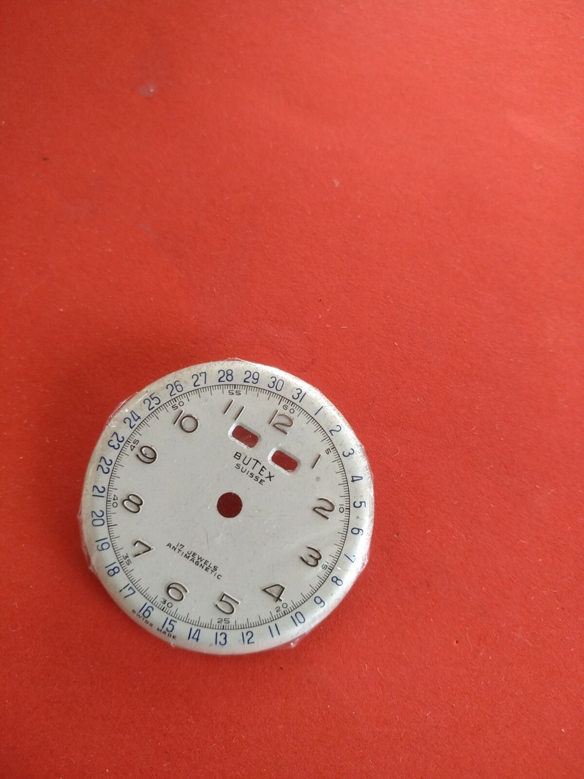 NOS BUTEX SWISS TRIPLE DATE  WATCH DIAL _621