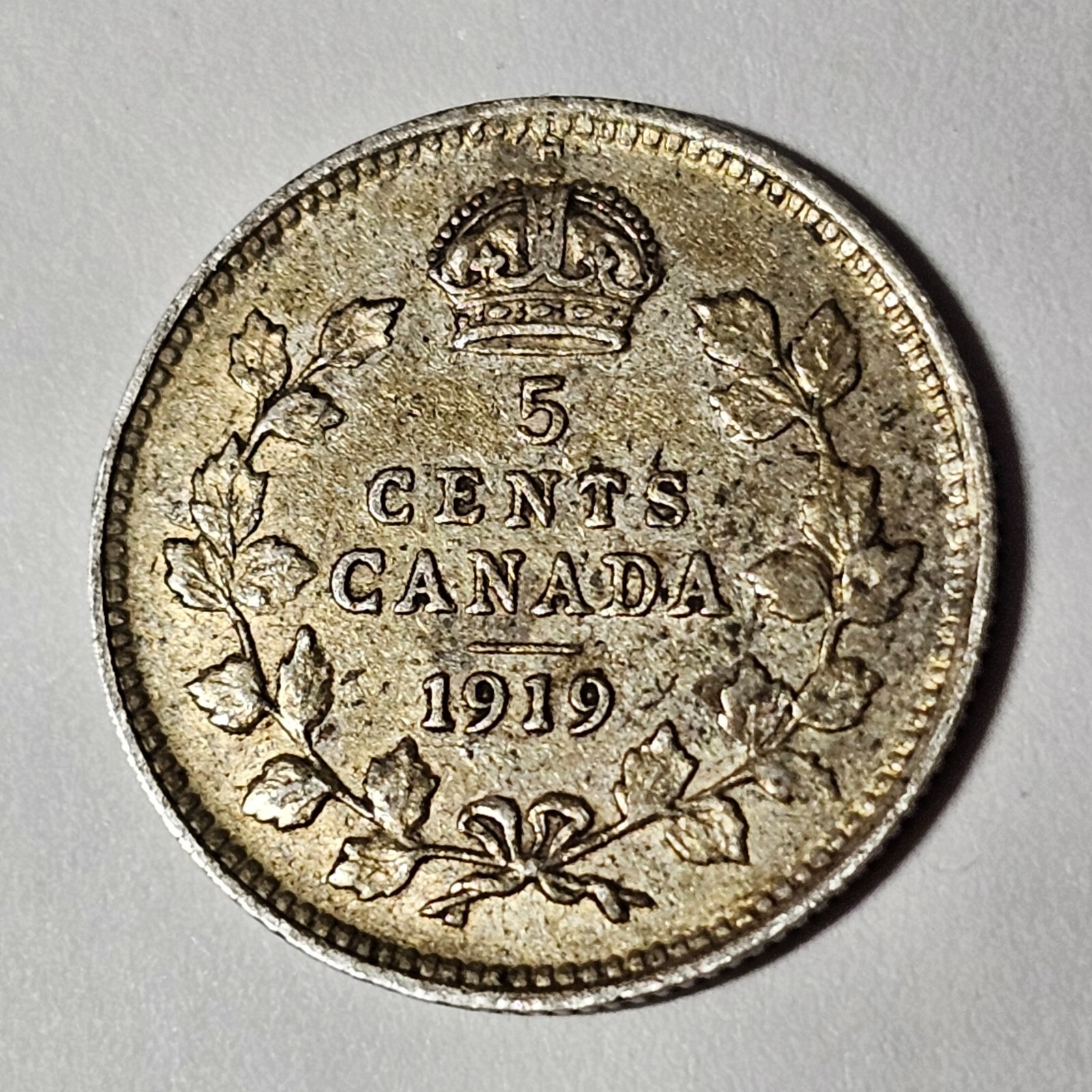 1919 Canada 5 five cents SILVER - LOW COMBINED SHIP - C5-263