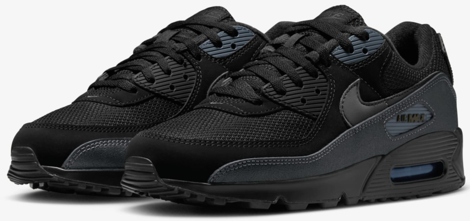 New NIKE Air Max 90 Reflective Men's Athletic Sneakers triple black all sizes