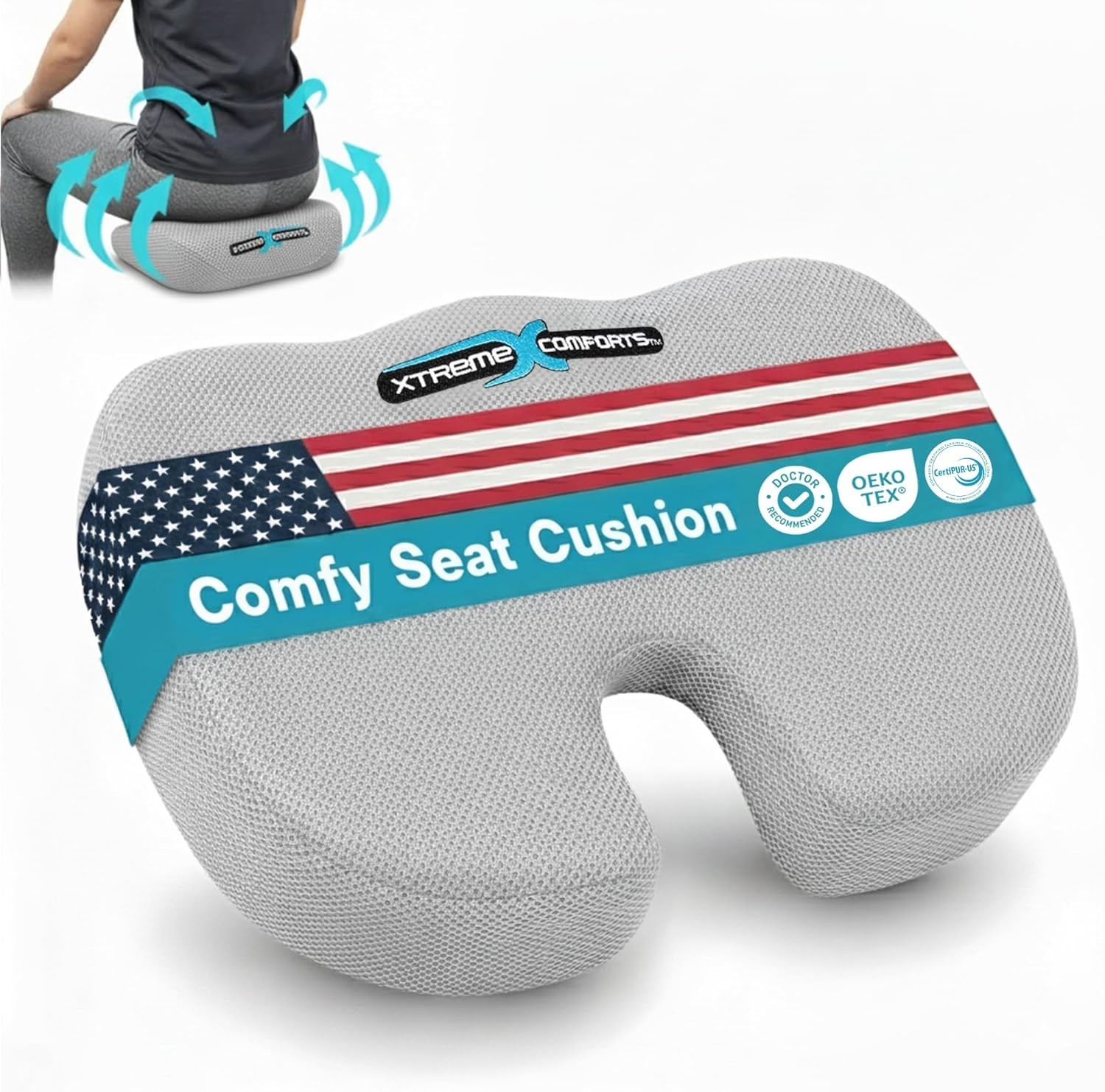 Breathable Memory Foam Seat Cushion for Desk & Wheelchair - Machine Washable