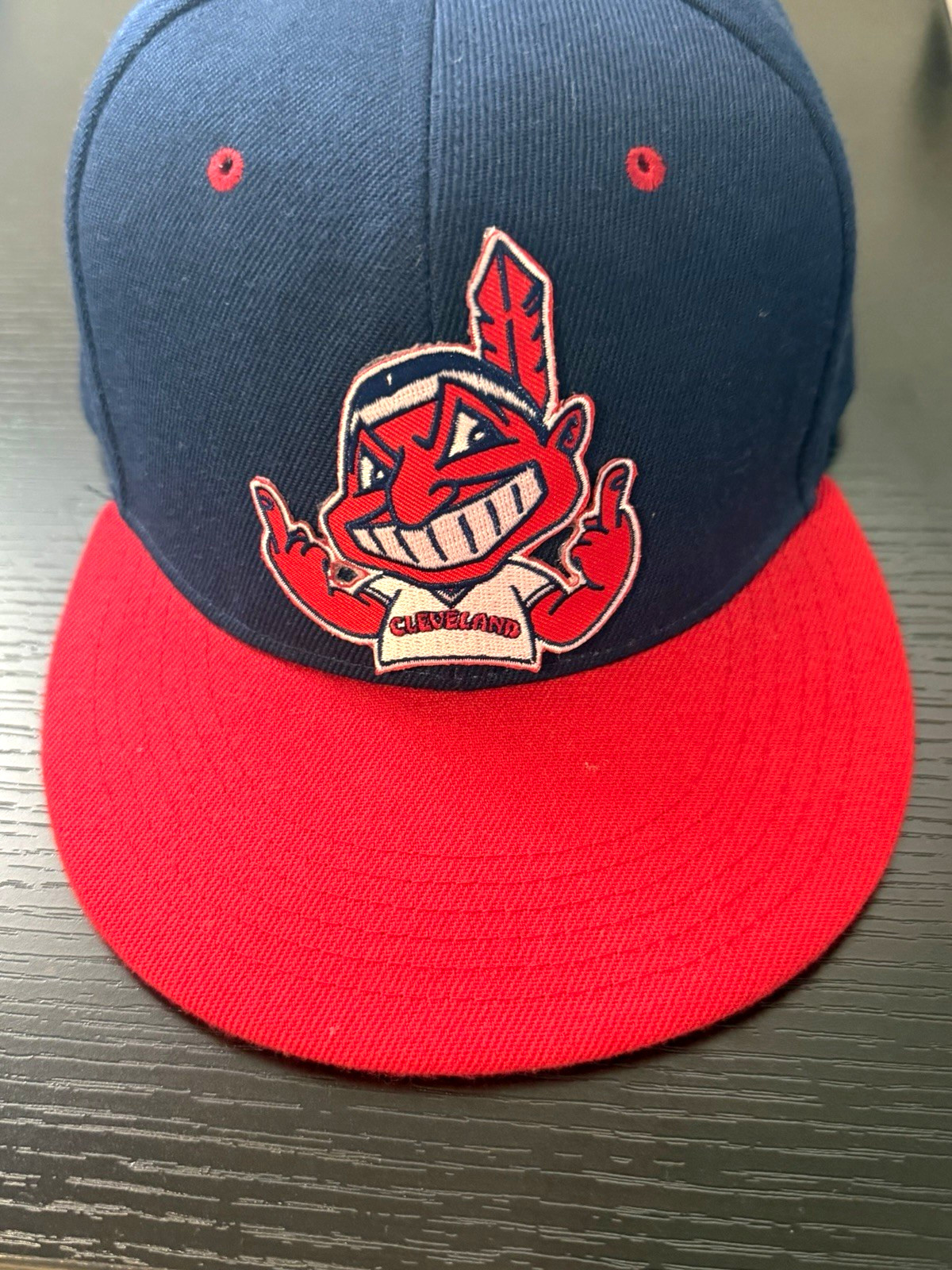Navy & Red Cleveland Indians Chief Wahoo Logo Snapback Baseball Hat Cap